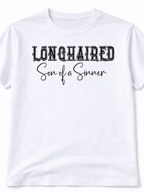 Long Hair Son Of A Sinner Graphic T Shirt Trendy Boutique Style Tee Mens White